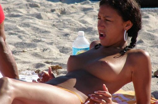 Flashing Hot Tits At The Beach Photo