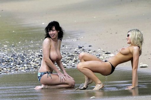 Lovely Hot British Girls Topless Fun At Beach Hot Spy Photo