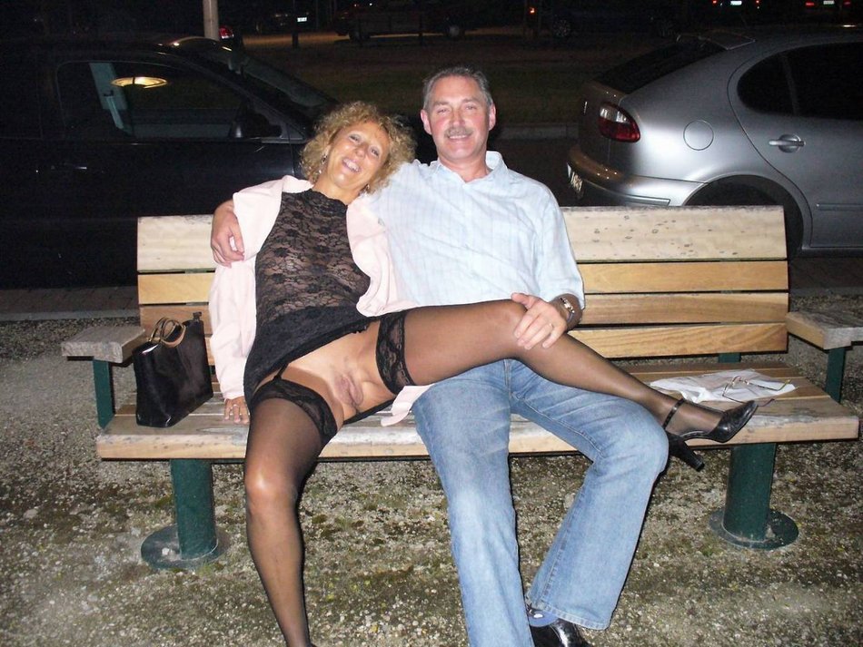 Mature Wife Flashes Pussy in Public